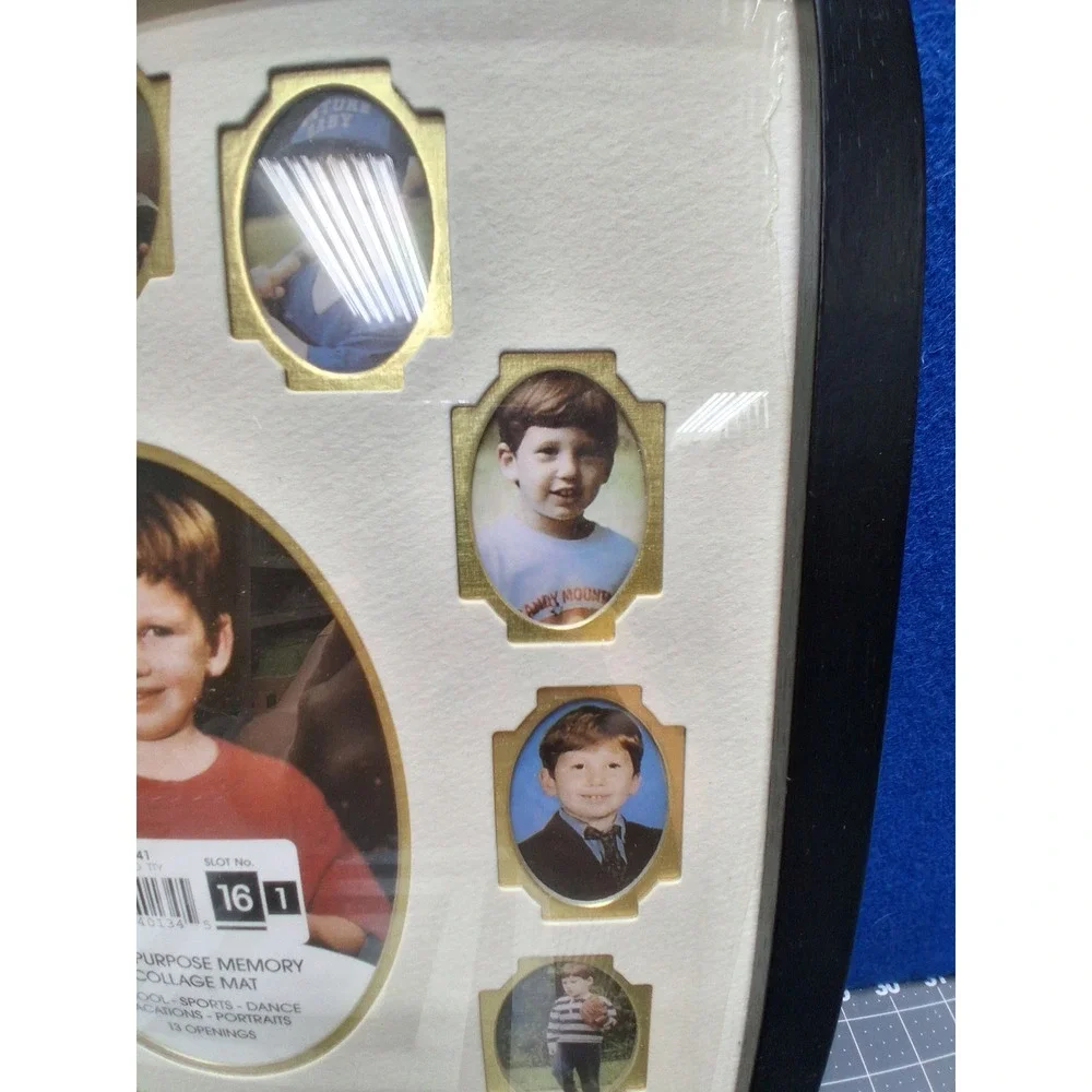 Multi Purpose Memory Collage Mat Black Frame Ivory Gold 13 Openings